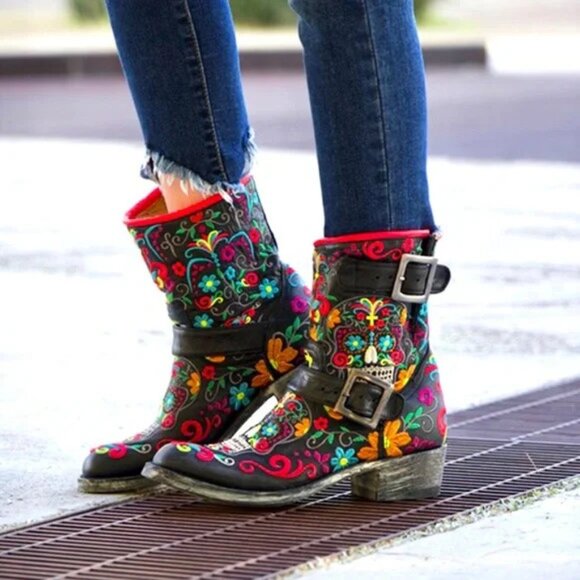 OLD GRINGO black buckle SUGAR SKULL Moto Biker Boots!
